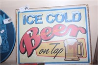 METAL ICE COLD BEER ON TAP SIGN