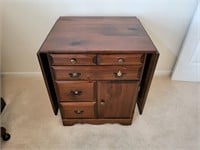 Wood Drop Leaf Sewing Table/Cabinet with Storage