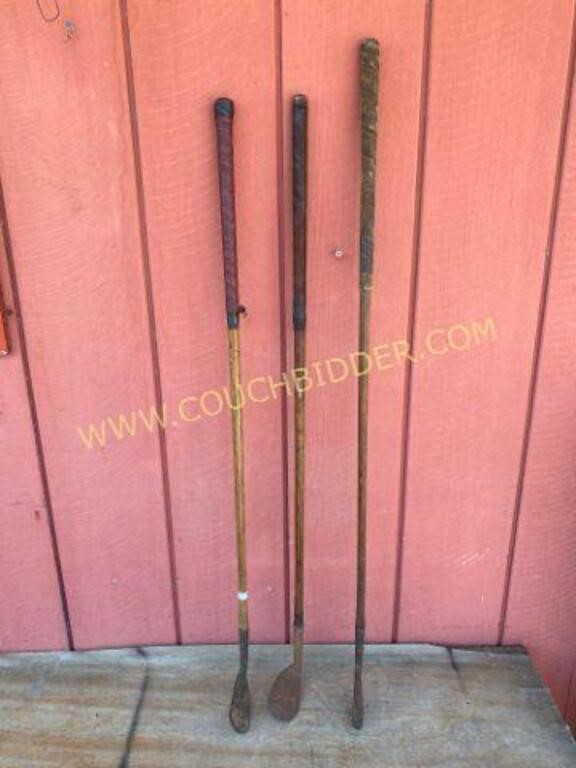 Three Hickory Stick Hand Forged Golf Clubs