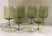 Set of six mid-century wine glasses each