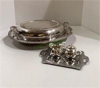 Silver plated covered serving piece with