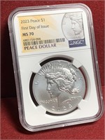 2023 NGC FIRST DAY ISSUE SILVER PEACE DOLLAR MS70