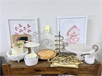 Mixed Decor with Milk Glass Dish & More