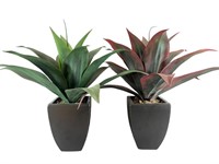 (2) Faux Plants In Ceramic Bases