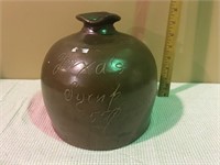 STONEWARE SYRUP JUG WITH SCRIPT