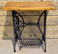 ANTIQUE IRON SEWING MACHINE BASE WITH TABLE
