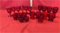 RUBY RED GLASSES DIFFERENT PATTERNS & SIZES