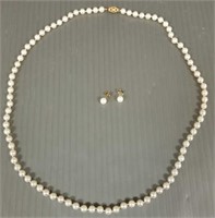 24" strand of 5mm pearls with 14k clasp and pair