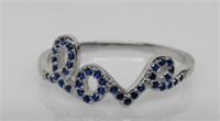 Blue Sapphire "Love" Ring