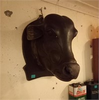 Large Carved Hardwood Cow Head Figure