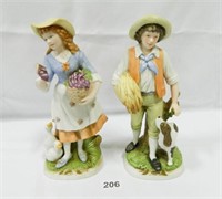 Figurines - Boy w/dog; Girl w/Ducks; #8805