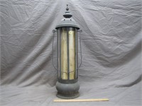 Vintage Brass Detailed Lantern W/Large Candle