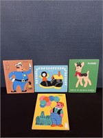 4 Vintage Playskool All Wood Puzzles1960's