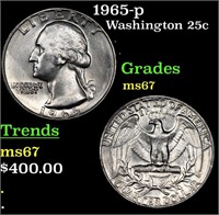 1965-p Washington Quarter 25c Grades GEM++ Unc