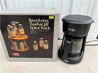 Revolving Twelve Jar Spice Rack & Mr Coffee