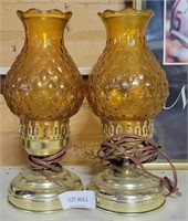 PAIR OF ELECTRIC LAMPS W/ GLASS SHADES