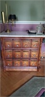 Vintage apothecary marble top cabinet