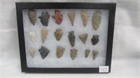 18 Framed Assorted Points and Scrapers
