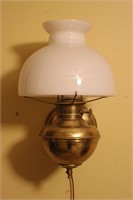 Millers Vestal Brass & Milk Glass Hurricane Light