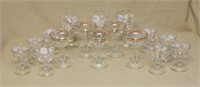 Floral Motif Glass and Crystal Stems. 16 pc.