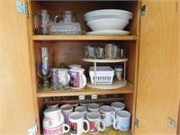 Contents of 3 Shelves-Mugs, Soup Bowls, Platters,