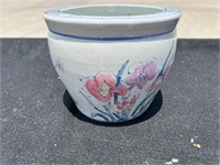 Ceramic Planter with Pink Flowers