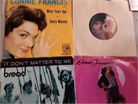 4- 45s Connie FRANCIS, PRINCE,  BREAD,DONNA SUMMER