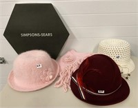 Old Hat & Scarf Set & 2 Other Hats(Simpson Sears)