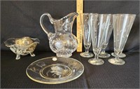 Glassware Pitcher, Plate, Some Princess House