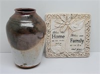 Art Pottery Vase & Bless Our Home Wall Plaque
