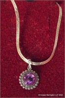 Charles Horner Silver Amethyst Pendant Necklace