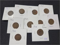 LOT OF (13) ASSORTED INDIAN PENNIES