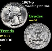 1967-p Washington Quarter 25c Grades GEM+ Unc