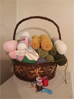 Basket of Spools of Yarn and More