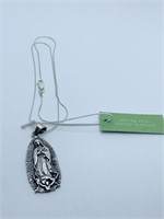 STERLING 16" CHAIN W/ VIRGIN MARY PENDANT 9.25