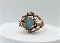 Custom 10K Gold Modernist Opal Triplets Ring