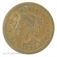 1848 Braided Hair Large Cent (AU-50?)