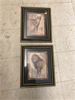 Lion & Leopard Framed Pictures Approx 14x17