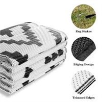 Ficisog Patio Rug 5x8ft  Reversible RV Mat  5 Nail