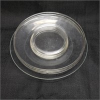Five clear glass plates (8" 9")