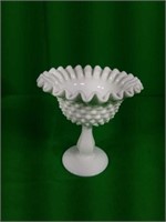 White Glass Fluted Stemmed Dish