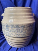 Pottery Jar w/Lid (sm chip) 8" Tall 6" Diameter