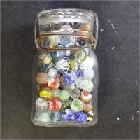 Vintage Marbles, about 100 in Ball Jar includes Bu