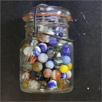 Vintage Marbles, about 100 in Ball Jar includes Cl