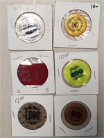 6 Various Size Casino Chips