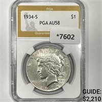 1934-S Silver Peace Dollar PGA AU58