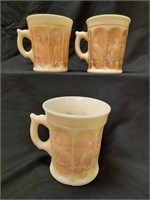 (3) NW Nutmeg Stippled Singing Birds Mugs