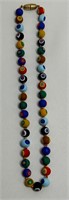 Millefiori Clay Bead Necklace 22” Hand Knotted