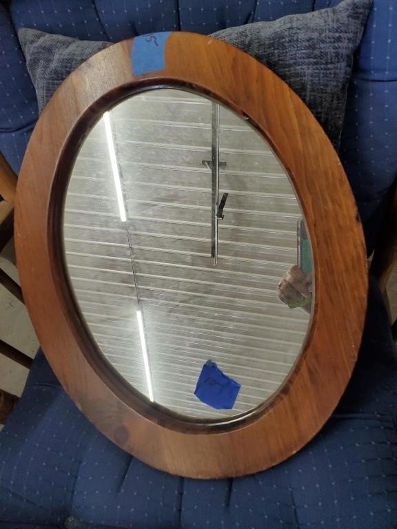 Oval Heavy Wood Frame Mirror