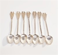 GROUP OF FILIGREE SILVER DEMITASSE TEASPOONS